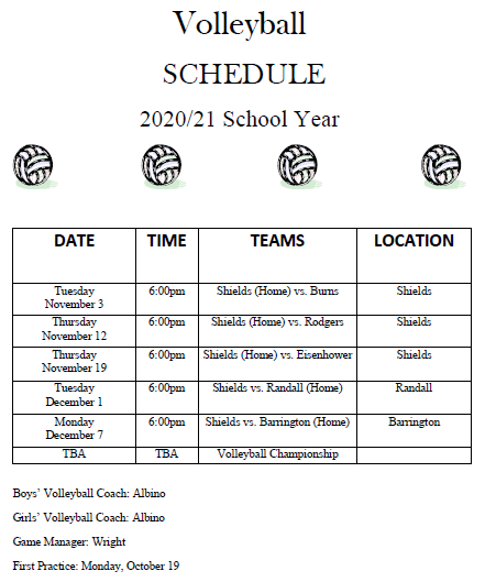 Athletics Schedules / Athletics Schedules
